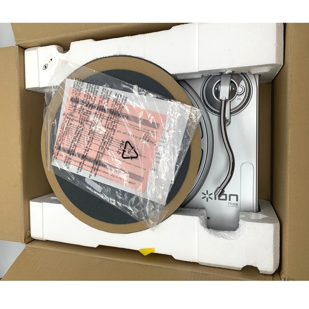 ION TTUSB10 USB Turntable – NEW Open Box NOS – Vinyl to MP3 Converter – Complete